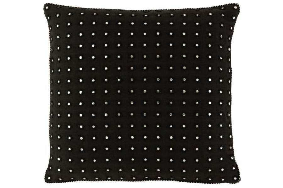 CUSHION MIRROR ROUND COTTON BLACK/SILVER