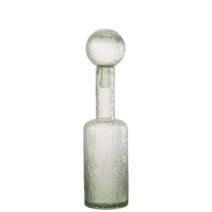 BOTTLE DECORATIVE RELIEF GLASS GREY-GREEN MEDIUM