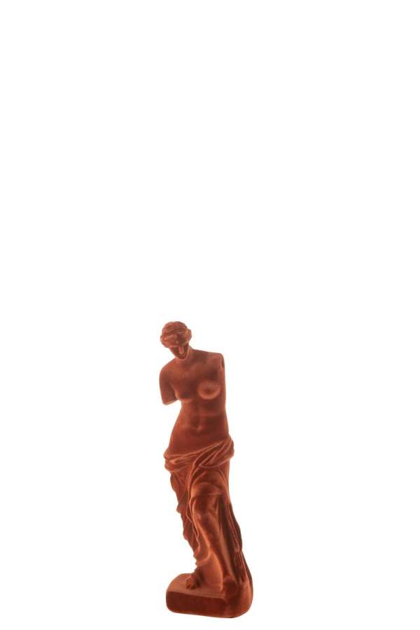 STATUE GREEK LADY RESIN VELVET BURGUNDY