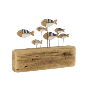 FISH ON BASE PAULOWNIA WOOD BLUE/NATURAL LARGE