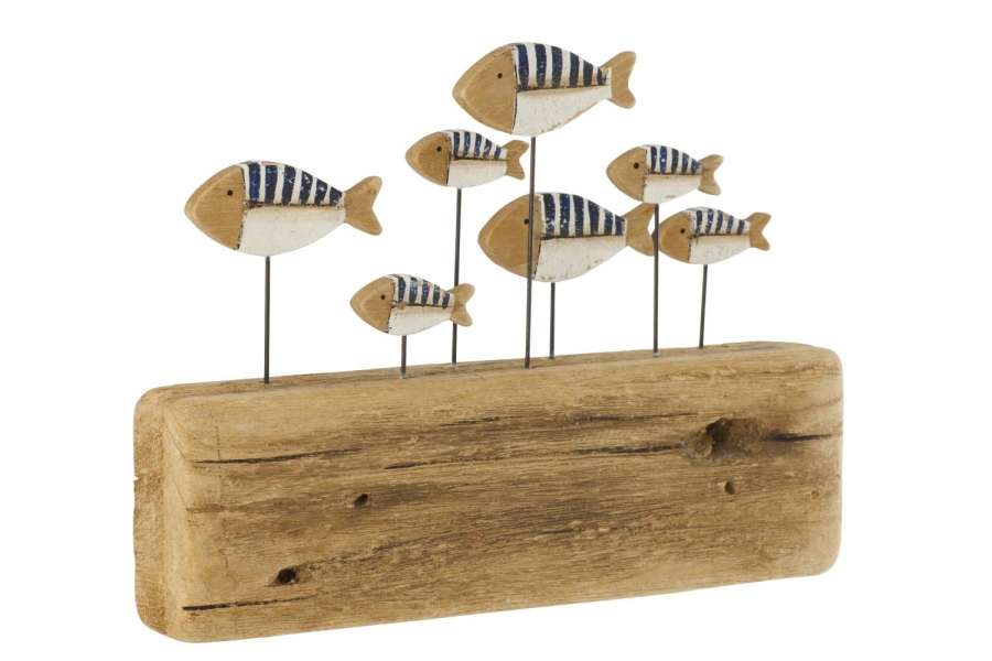 FISH ON BASE PAULOWNIA WOOD BLUE/NATURAL LARGE