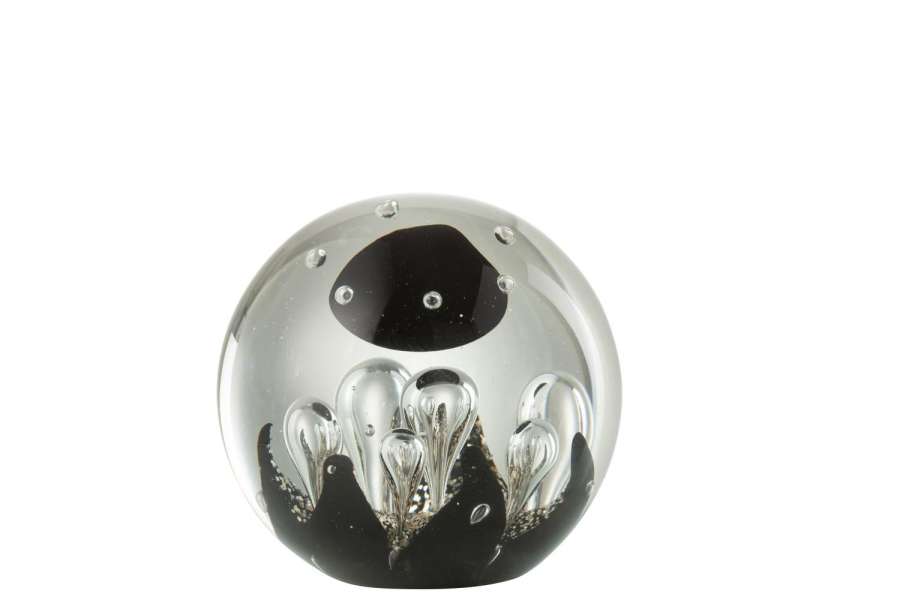 PAPERWEIGHT MAGIC GLASS GOLD/BLACK LARGE