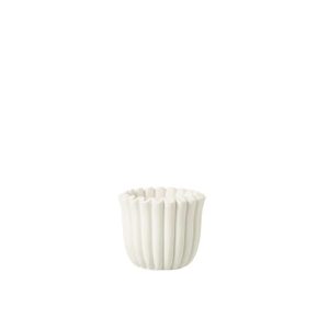 FLOWERPOT RIBBED CEMENT WHITE SMALL