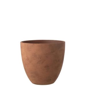 FLOWERPOT ROUND POTTERY RUST BROWN EXTRA LARGE