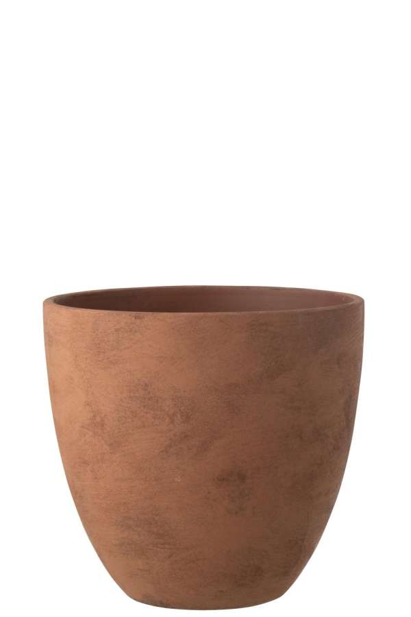 FLOWERPOT ROUND POTTERY RUST BROWN EXTRA LARGE
