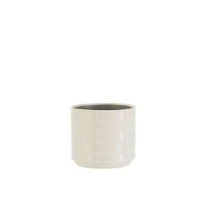 FLOWERPOT SHINY SQUARE CERAMIC WHITE SMALL