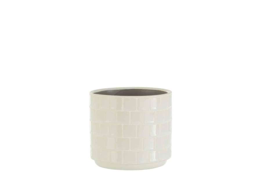 FLOWERPOT SHINY SQUARE CERAMIC WHITE SMALL