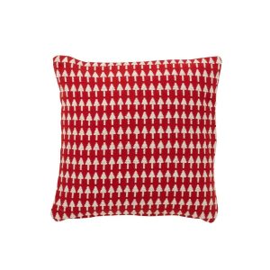 CUSHION CHRISTMAS TREES COTTON CHRISTMAS RED/WHITE