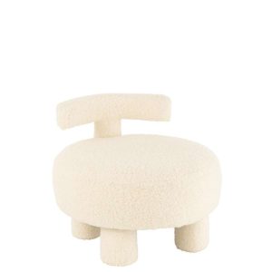 STOOL ROUND WITH CHAIRBACK BOUCLÉ WHITE