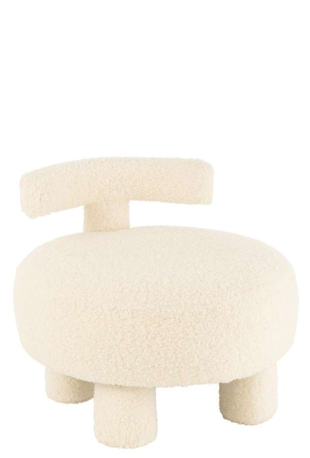 STOOL ROUND WITH CHAIRBACK BOUCLÉ WHITE