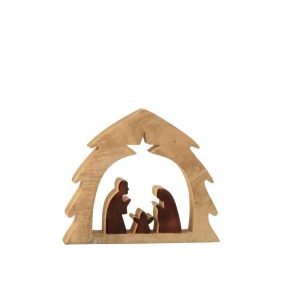 NATIVITY IN TREE MANGO WOOD NATURAL/BROWN MEDIUM