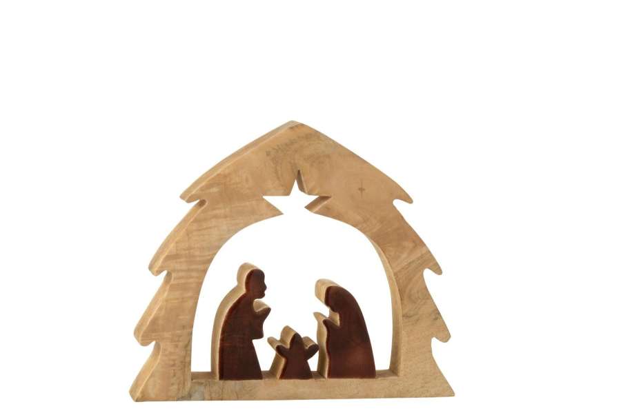 NATIVITY IN TREE MANGO WOOD NATURAL/BROWN MEDIUM