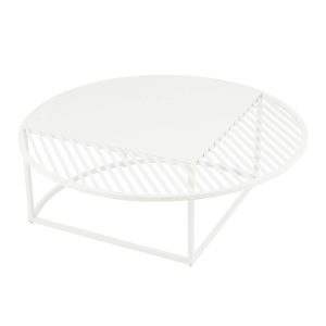 SIDE TABLE OUTDOOR ROUND METAL WHITE