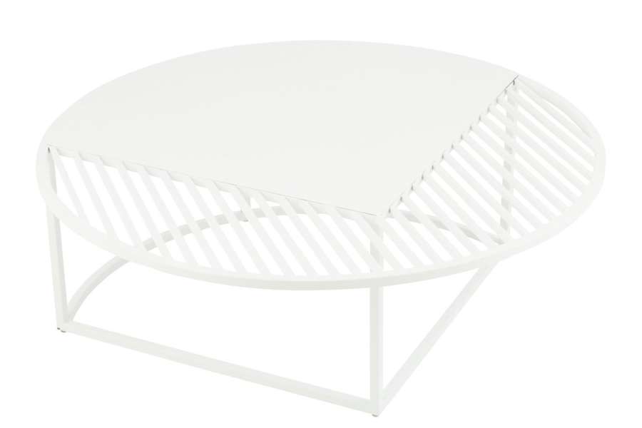 SIDE TABLE OUTDOOR ROUND METAL WHITE