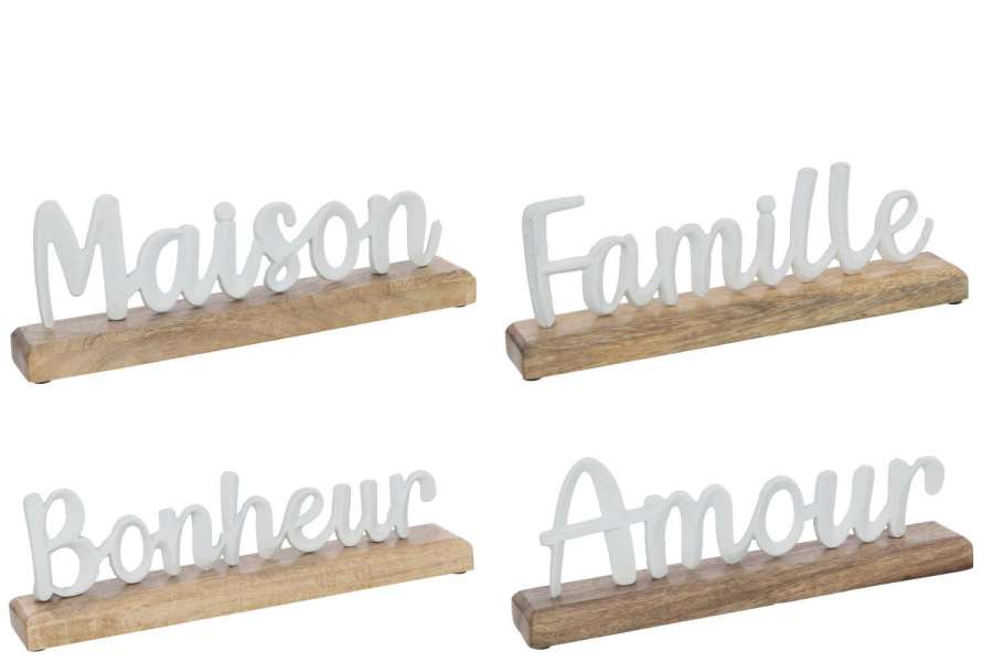 WORDS ON FOOT ALUMINIUM/WOOD WHITE ASSORTMENT OF 4