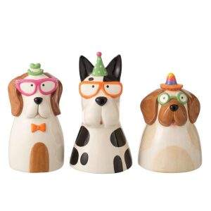 VASE DOG GLASSES CERAMIC MULTICOLORED ASSORTMENT OF 3