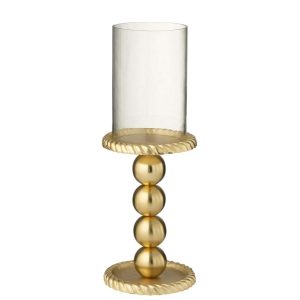 CANDLE HOLDER ALUMINIUM GOLD COLORED LARGE