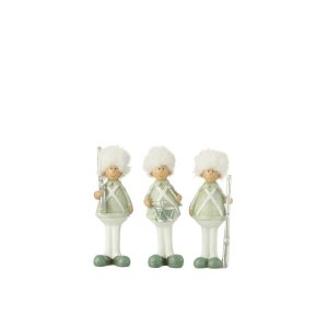 SOLDIER GUN+DRUMS RESIN GREEN/WHITE SMALL ASSORTMENT OF 3