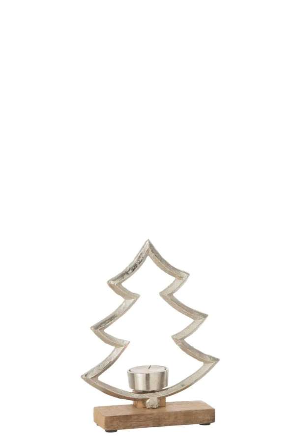 CDLHLD PINE ON BASE WOOD ALUMINIUM SILVER SMALL