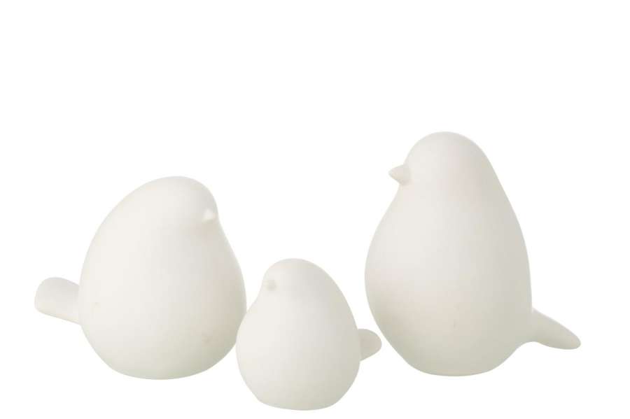 SET OF 3 BIRD PORCELAIN WHITE