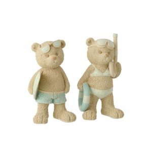 BEAR BEACH GIRL/BOY POLYRESIN BEIGE/LIGHT BLUE LARGE ASSORTMENT OF 2