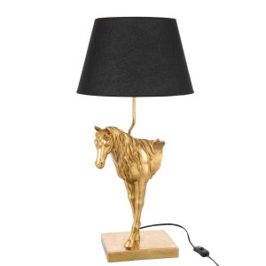 TABLE LAMP HORSE FRONT POLYRESIN GOLD COLORED/BLACK