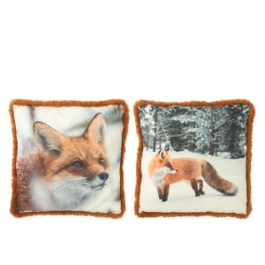 CUSHION FOX POLYESTER BROWN/COGNAC LARGE ASSORTMENT OF 2