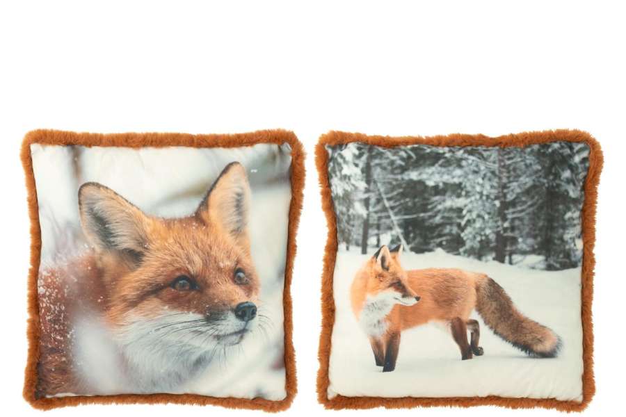 CUSHION FOX POLYESTER BROWN/COGNAC LARGE ASSORTMENT OF 2