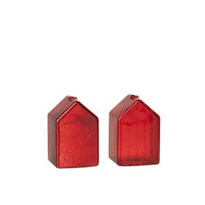 HOUSE GLASS CHRISTMAS RED SMALL ASSORTMENT OF 2