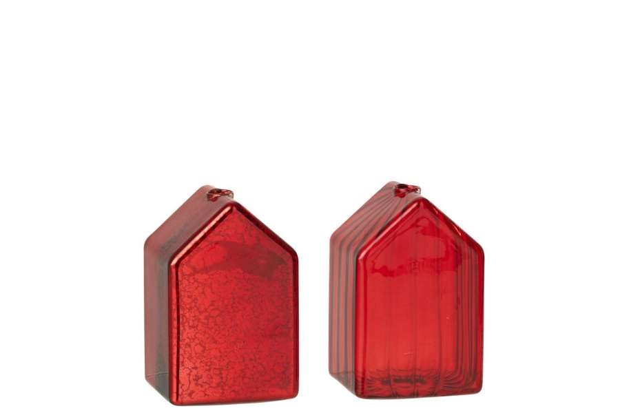 HOUSE GLASS CHRISTMAS RED SMALL ASSORTMENT OF 2