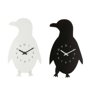 WALL CLOCK PINGUIN MDF BLACK/WHITE ASSORTMENT OF 2