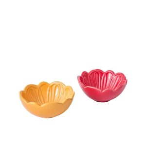 BOWL FLOWER PORCELAIN MULTICOLORED MEDIUM ASSORTMENT OF 2