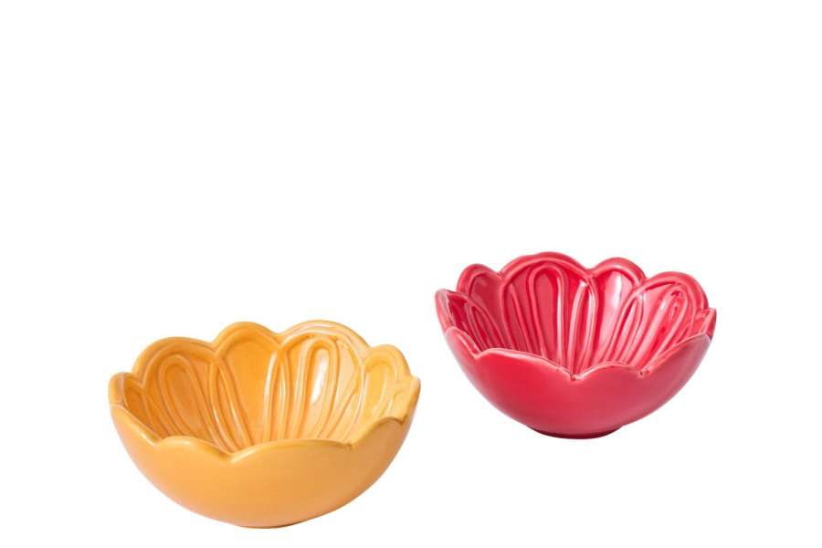 BOWL FLOWER PORCELAIN MULTICOLORED MEDIUM ASSORTMENT OF 2