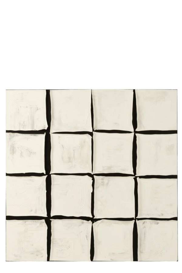 PAINTING SQUARE ACRYLIC/CANVAS WHITE/BLACK