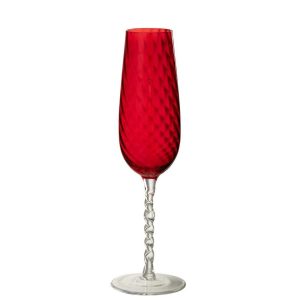 CHAMPAGNE GLASS STRIPED GLASS RED