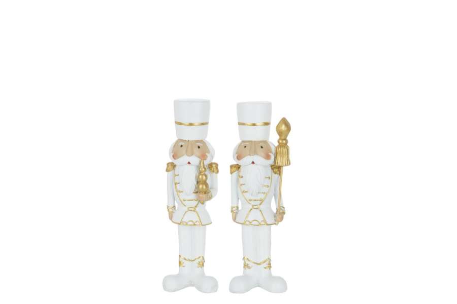 NUTCRACKER RESIN WHITE/GOLD MEDIUM ASSORTMENT OF 2