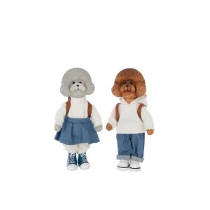 POODLE CLOTHE+BAG POLYRESIN MULTICOLORED LARGE ASSORTMENT OF 2