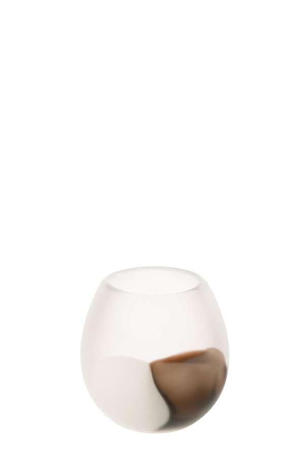 HURRICANE BALL GLASS WHITE/BROWN SMALL
