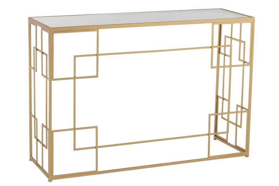 CONSOLE LINES METAL/GLASS GOLD