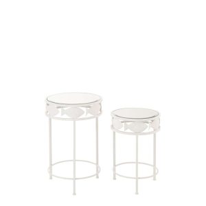 SET OF 2 SIDE TABLE FISH IRON WHITE