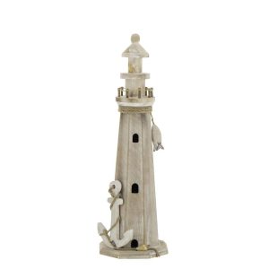 LIGHTHOUSE DECORATIVE WHITEWASH MDF/ROPE NATURAL LARGE
