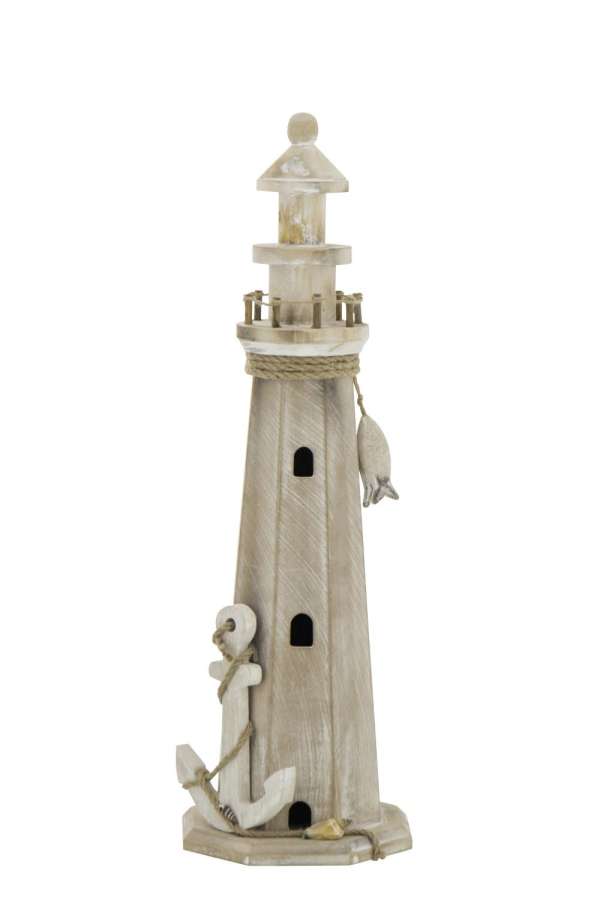 LIGHTHOUSE DECORATIVE WHITEWASH MDF/ROPE NATURAL LARGE
