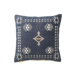 CUSHION SQUARE ETHNIC PATTERNS COTTON DARK BLUE/WHITE