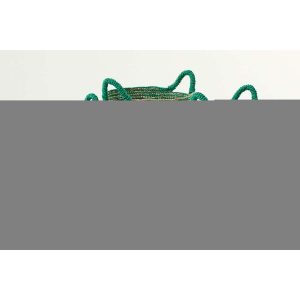 SET OF 3 BASKET STRIPED RAFFIA DARK GREEN/NATURAL