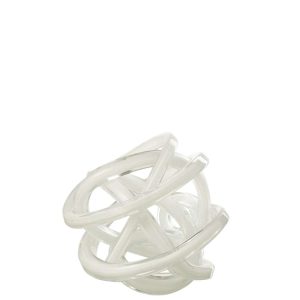 PAPERWEIGHT INFINITY KNOT GLASS WHITE/TRANSPARENT