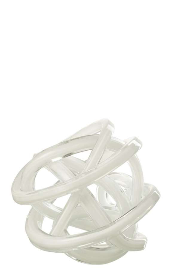 PAPERWEIGHT INFINITY KNOT GLASS WHITE/TRANSPARENT