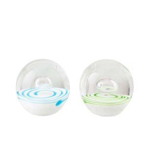 PAPERWEIGHT BALL GLASS GREEN/AZURE BLUE ASSORTMENT OF 2