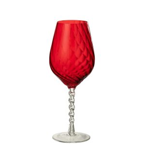WINE GLASS STRIPED GLASS RED