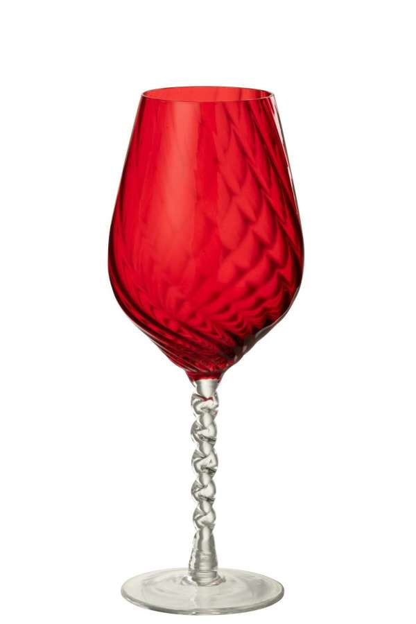 WINE GLASS STRIPED GLASS RED