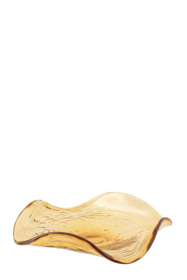 DECORATIVE BOWL IRREGULAR GLASS CARAMEL